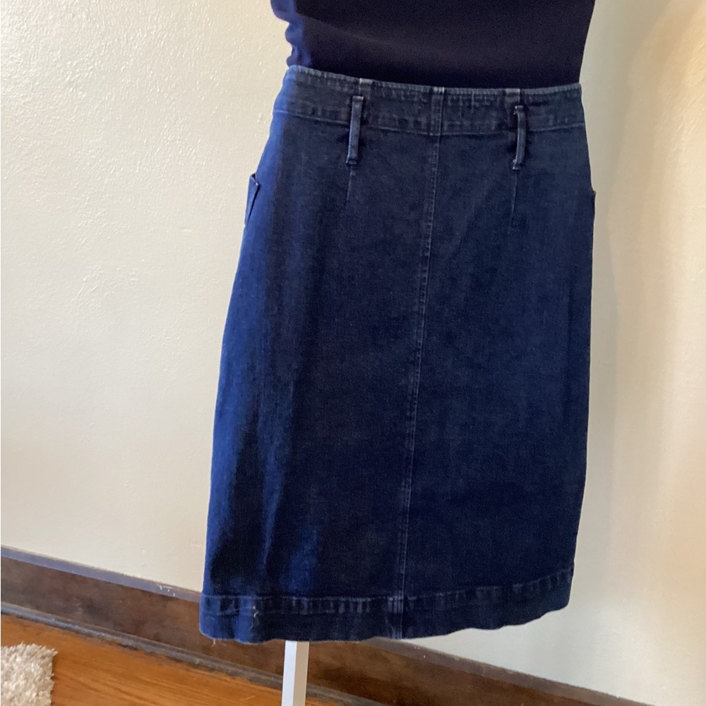 Ann Taylor Loft Dark Blue Denim Skirt with Belt Size 6 - Picture 7 of 9
